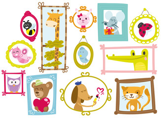 Animals in frames for wall