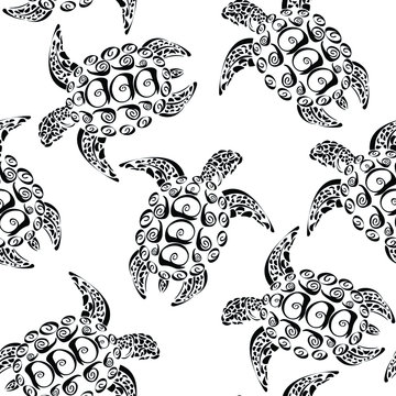 Turtles, animal, fashion vector seamless pattern on white background. Concept for wallpaper, wrapping paper, cards