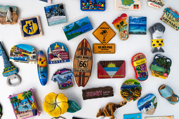 Fridge magnets from trips all around the world