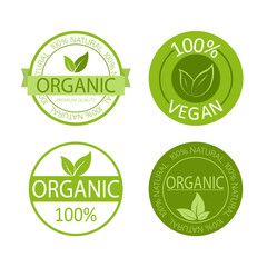 Vegan emblem. Round logo. Vector logo. Natural product. Natural leaf icon. Vegan emblem. Healthy fresh nutrition. Healthy lifestyle.