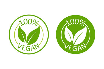 Vegan emblem. Vegan, great design for any purposes. Logo, symbol & background. Eco friendly vector illustration. Natural product. Vector icon design.