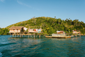 Semporna, Sabah, Malaysia - 26 April 2020 - Sea gypsies house by the sea