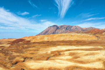 Road through the dry desert highlands of Santo Antao, Cape Verde