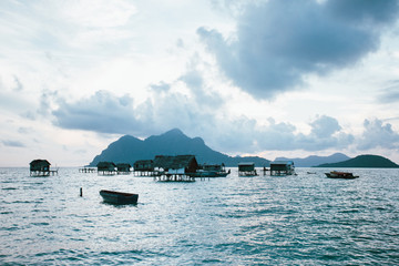 Semporna, Sabah, Malaysia - 26 April 2020 - Sea gypsies house by the sea