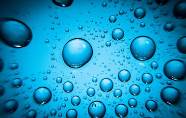 water drops on blue background