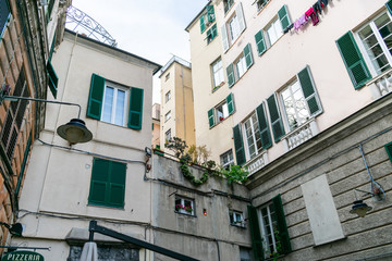 Naklejka premium old houses in the old town of genoa