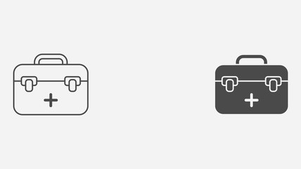 Medical bag outline and filled vector icon sign symbol