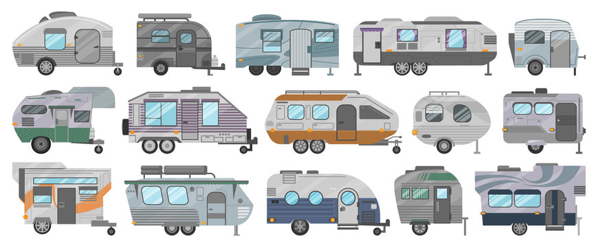 Truck trailer isolated cartoon set icon. Vector illustration campsite van on white background.Cartoon set icon truck trailer .
