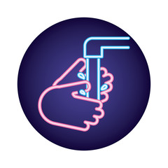 hand washing neon style icon