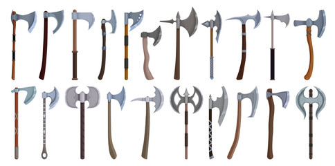 Medieval axe vector cartoon set icon. Vector illustration medieva weapon on white background. Isolated cartoon set icon medieval axe .