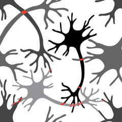 Seamless vector pattern of sihouettes neurons cells