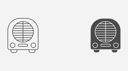 Heater outline and filled vector icon sign symbol
