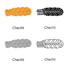 Vector design of chechil and cheese sign. Web element of chechil and meal stock vector illustration.