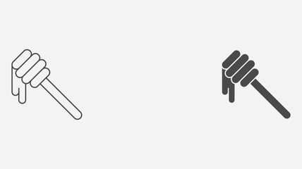 Honey dipper outline and filled vector icon sign symbol