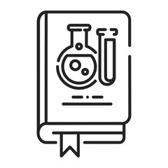Science book black line icon. A work of nonfiction, usually written by a scientist, researcher, or professor. Pictogram for web page, mobile app, promo. UI UX GUI design element. Editable stroke