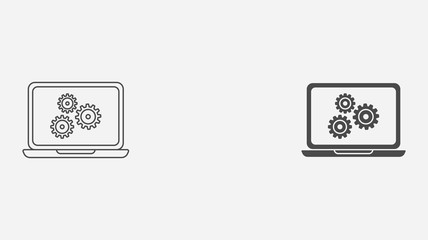 Laptop outline and filled vector icon sign symbol