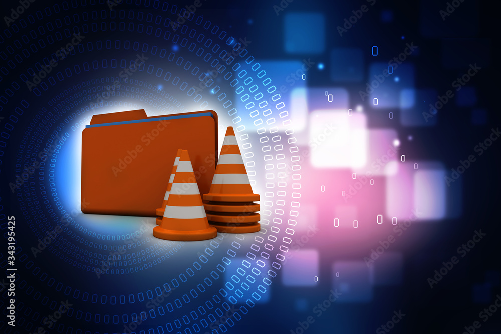 Poster 3d rendering folder with documents