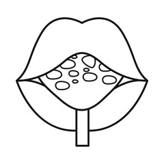 Vector design of lollipop and round sign. Web element of lollipop and lips stock vector illustration.