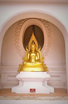 Gold Buddha Statue At Temple In Khlong San District