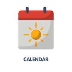 Calendar with summer time flat icon vector design illustration on white background eps.10