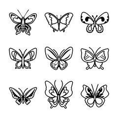 Obraz na płótnie Canvas bundle of butterflies set icons