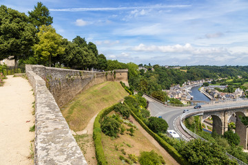 Dinan, France. Landscape with a medieval fortress wall