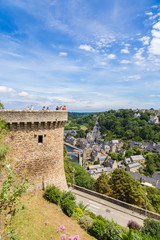 Fototapeta na wymiar Dinan, France. Landscape with a medieval fortress tower