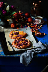 Blood orange galette..selective focus