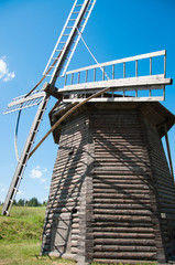Wind mill in the old Russian village