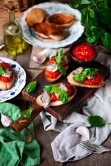 Bruschetta with pepper  and sardines..selective focus