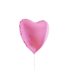 pink ballon in form heart on white background