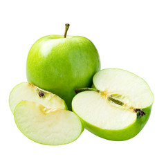 green apple with a slice of cut