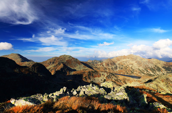 Scenic autumn landscape in Natural Park Retezat, Romania
