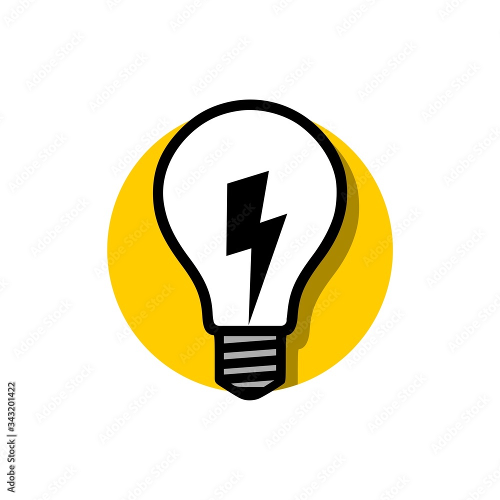 Poster light bulb with lightning symbol icon isolated on white background
