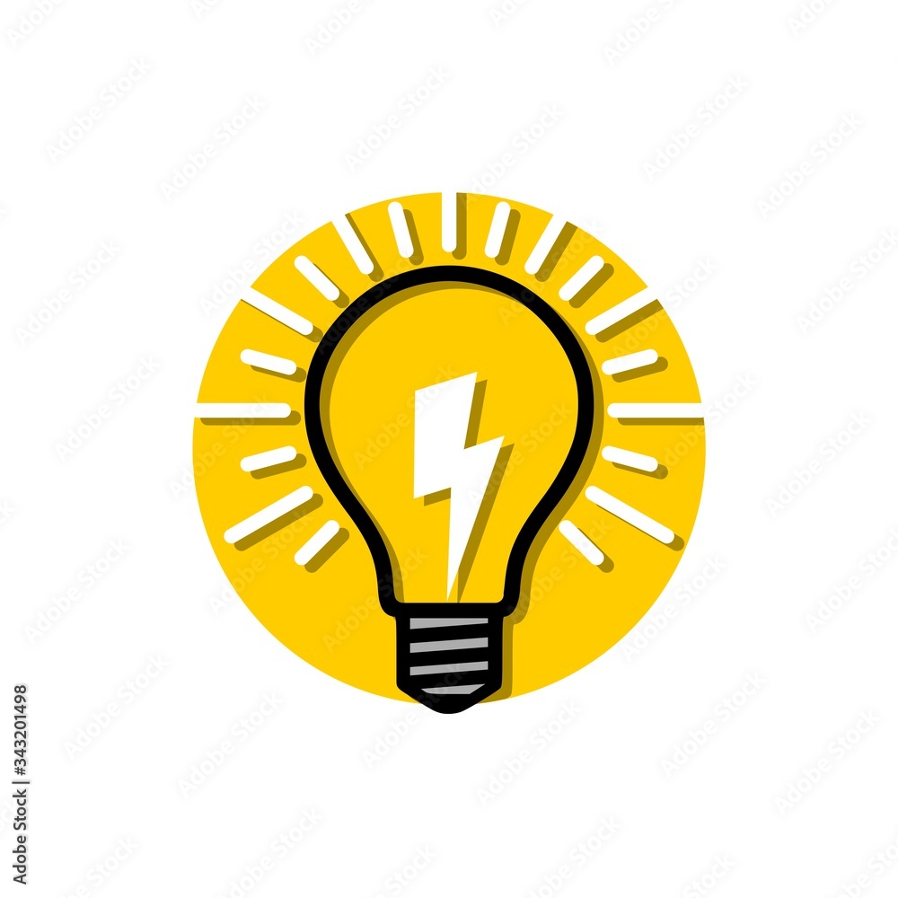 Poster light bulb with lightning symbol icon isolated on white background
