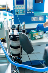 Mechanical ventilation equipment. Pneumonia diagnosting. Ventilation of the lungs with oxygen. COVID-19 and coronavirus identification. Pandemic.