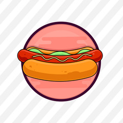 Hot Dog icon, design template, fast food logo, vector illustration