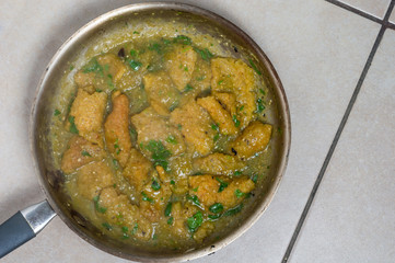 Chicharron in green salsa, Mexican breakfast food