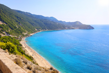 Fototapeta na wymiar Pefkoulia beach on Lefkada island, Greece