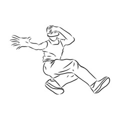 Fototapeta na wymiar break dancer-continuous line drawing. break dance, dancer, vector sketch illustration