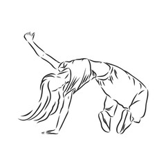 break dancer-continuous line drawing. break dance, dancer, vector sketch illustration