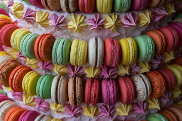 Nice macaroon color cakes sweet dessert 