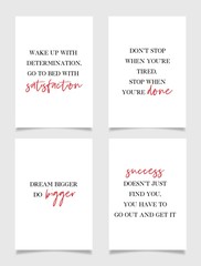 Set of Success Motivational Vector Quotes. Wall decoration posters