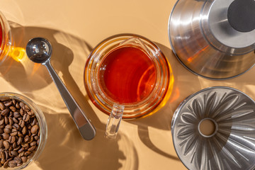 Pour over coffee brewing method, homemade drip coffee