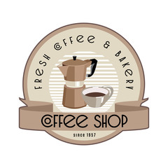 Coffee shop label design.. Vintage vector illustration.