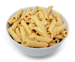 Four Cheese Sauce on Penne Pasta with Clipping Path