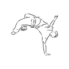 break dancer-continuous line drawing. break dance, dancer, vector sketch illustration