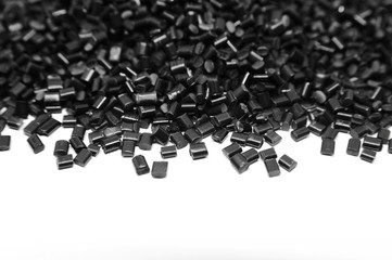 Plastic polymer granules isolated on white