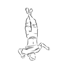 break dancer-continuous line drawing. break dance, dancer, vector sketch illustration