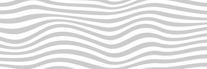 Trendy wavy background. Vector illustration of striped pattern with optical illusion, op art. Long horizontal banner